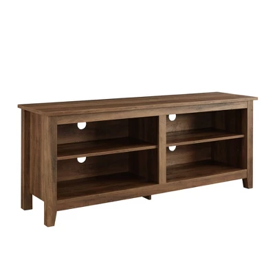 Transitional 4 Cubby Wood Open Storage TV Stand For TVs Up To 65"- Saracina Home - Image 14