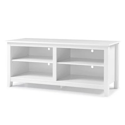 Transitional 4 Cubby Wood Open Storage TV Stand For TVs Up To 65"- Saracina Home - Image 16