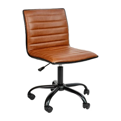 Emma And Oliver Low Back Designer Armless Ribbed Swivel Task Office Chair - Image 18