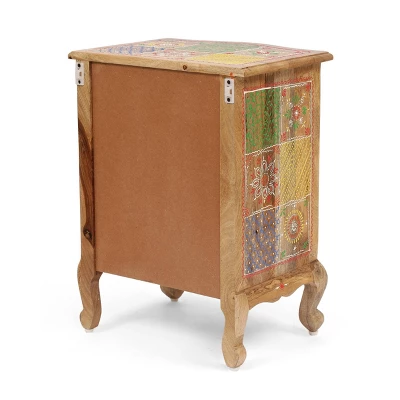 Ailey Handcrafted Boho Mango Wood 3 Drawer Nightstand Natural - Christopher Knight Home - Image 5