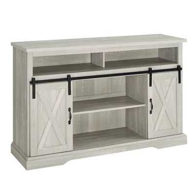 Transitional Sliding Barndoor Highboy TV Stand For TVs Up To 58" - Saracina Home - Image 18