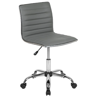 Emma And Oliver Low Back Designer Armless Ribbed Swivel Task Office Chair - Image 13