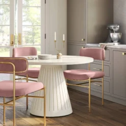 Orion Luxe Dining Chair With Brass Legs Blush Velvet - Threshold™