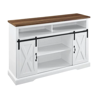 Transitional Sliding Barndoor Highboy TV Stand For TVs Up To 58" - Saracina Home - Image 19
