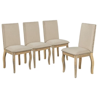 5 PCS Round Wood Extendable Dining Table Set With 4 Upholstered Dining Chairs-ModernLuxe - Image 13