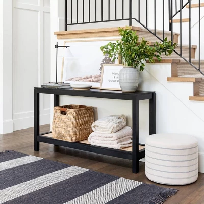 Console Table With Woven Rattan Shelf Black - Threshold™ Designed With Studio McGee - Image 7