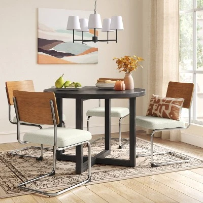 2pk Cecilton Chrome Cantilever Dining Chairs Cream Boucle - Threshold™ - Image 2