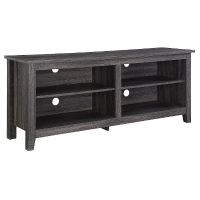 Transitional 4 Cubby Wood Open Storage TV Stand For TVs Up To 65"- Saracina Home - Image 11