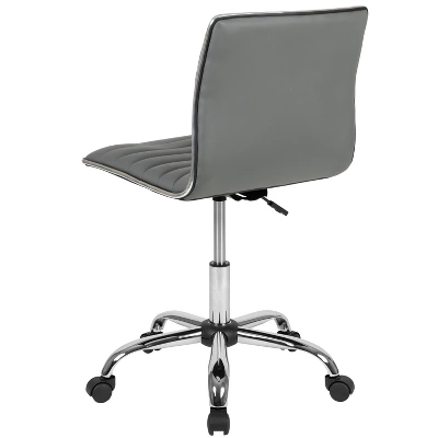Emma And Oliver Low Back Designer Armless Ribbed Swivel Task Office Chair - Image 10
