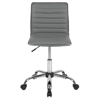 Emma And Oliver Low Back Designer Armless Ribbed Swivel Task Office Chair - Image 2