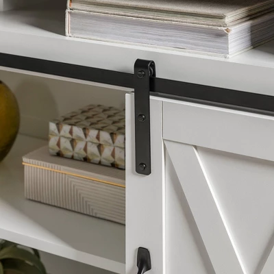 Transitional Sliding Barndoor Highboy TV Stand For TVs Up To 58" - Saracina Home - Image 11