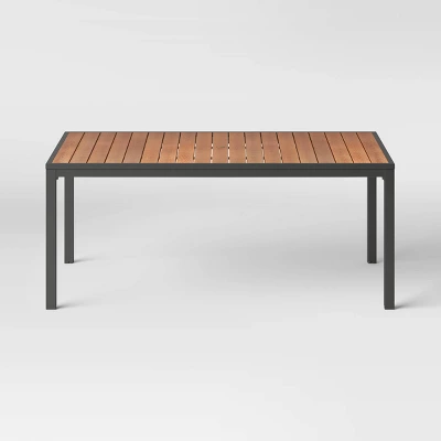 Bryant 6 Person Faux Wood Rectangle Patio Dining Table - Gray/Natural Wood - Threshold™ - Image 2