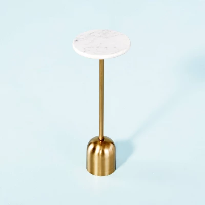 Marble Top Drink Side Table - Brass/White - Hearth & Handâ„¢ With Magnolia - Image 2