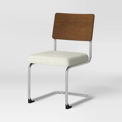 2pk Cecilton Chrome Cantilever Dining Chairs Cream Boucle - Threshold™ - Image 3